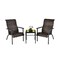 Costway 3 PCS Patio Rattan Bistro Set High Backrest Armrest SideTable Mix Gray\Mix Brown